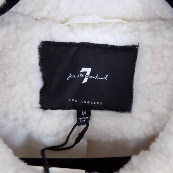 7 for all Mankind Sherpa Teddy Long Coat Size M Medium Cream Full Length NEW - Picture 4 of 10